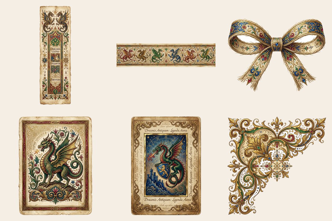 Dragon Legends junk journal kit — element closeup 1