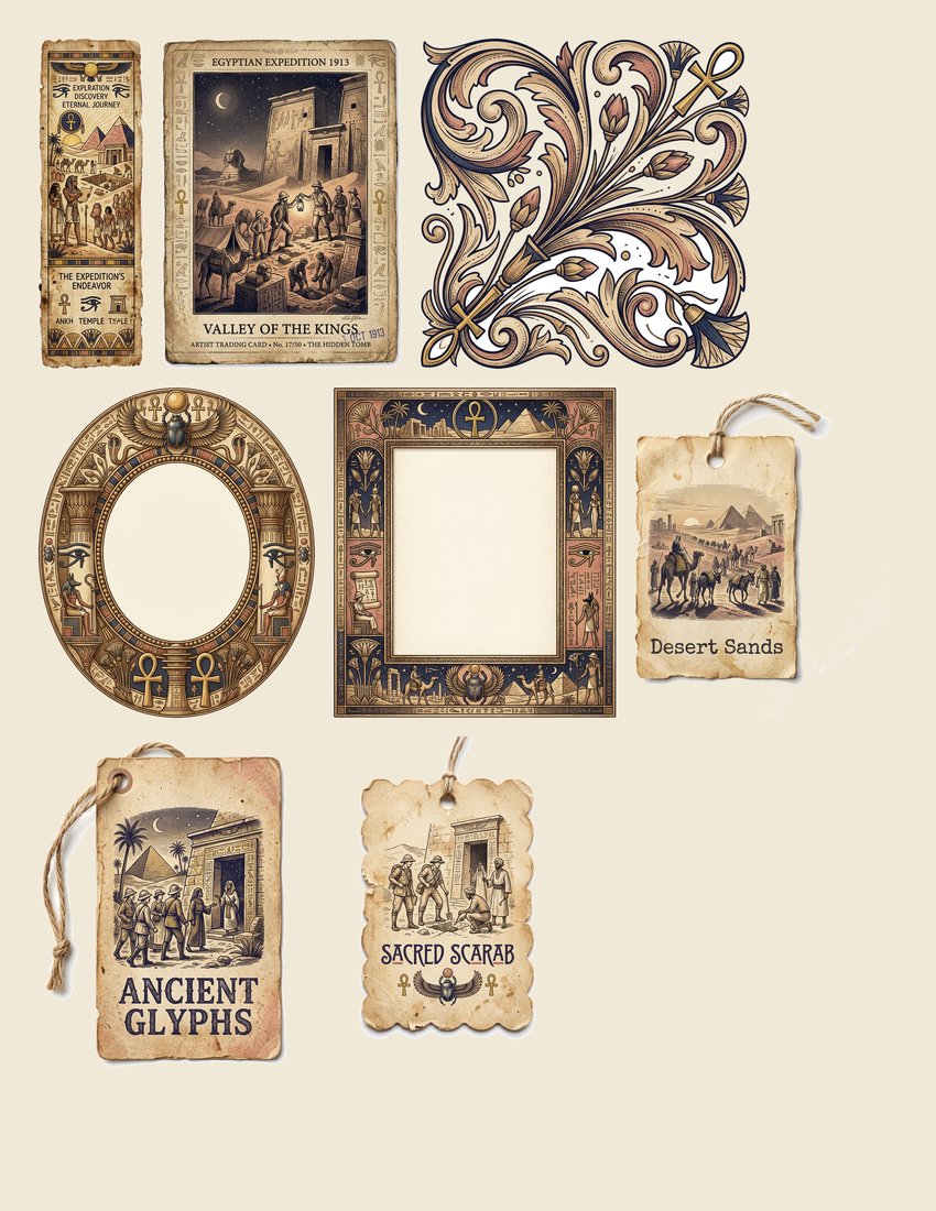 Egyptian Expedition junk journal kit — sheet preview 1