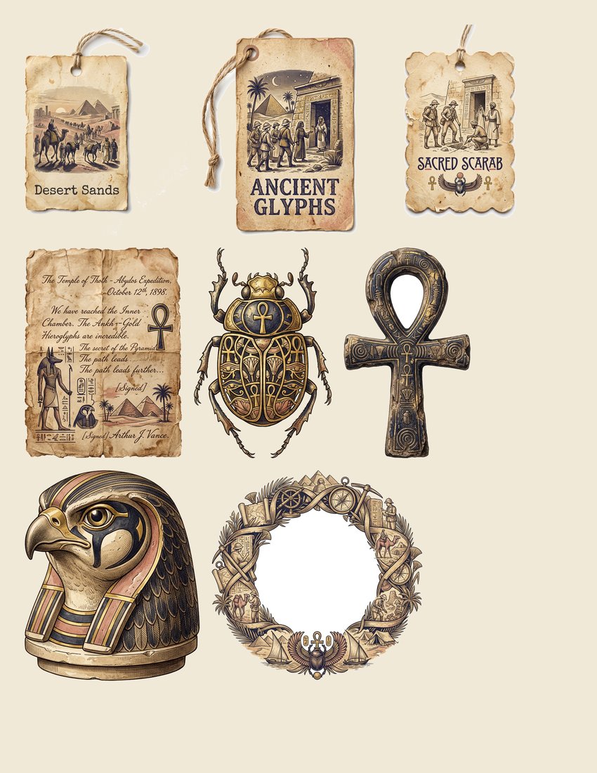 Egyptian Expedition junk journal kit — sheet preview 2
