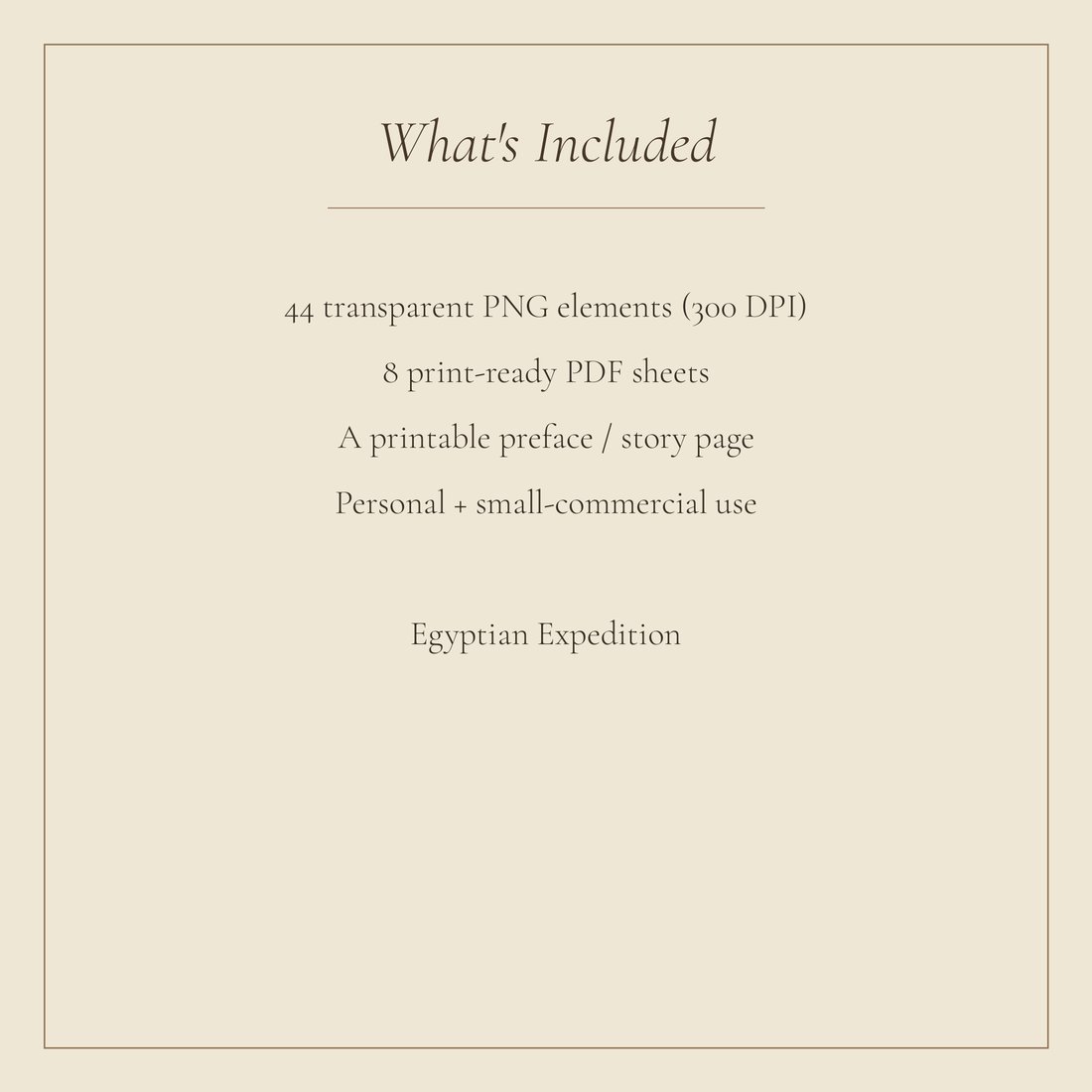 Egyptian Expedition junk journal kit — spec info
