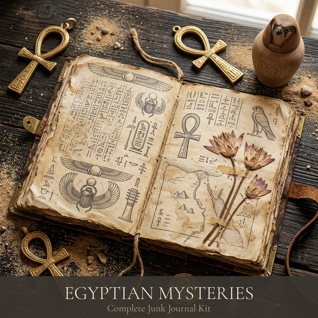 Egyptian Mysteries Junk Journal Kit | Sands of Time Ephemera | Digital Download