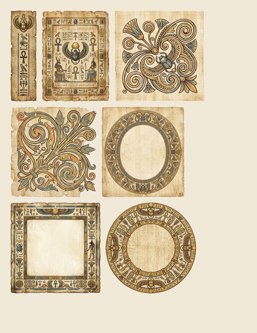 Egyptian Mysteries junk journal kit — sheet preview 1
