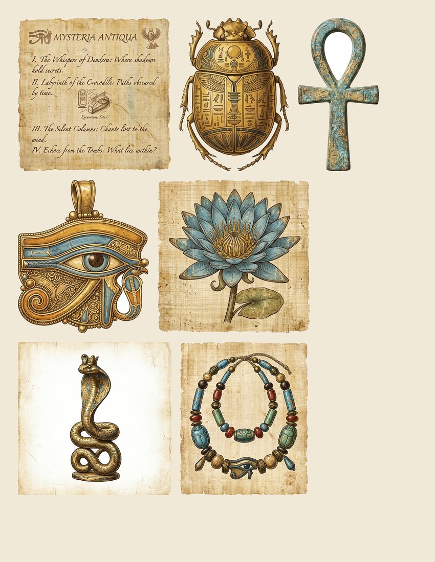 Egyptian Mysteries junk journal kit — sheet preview 3