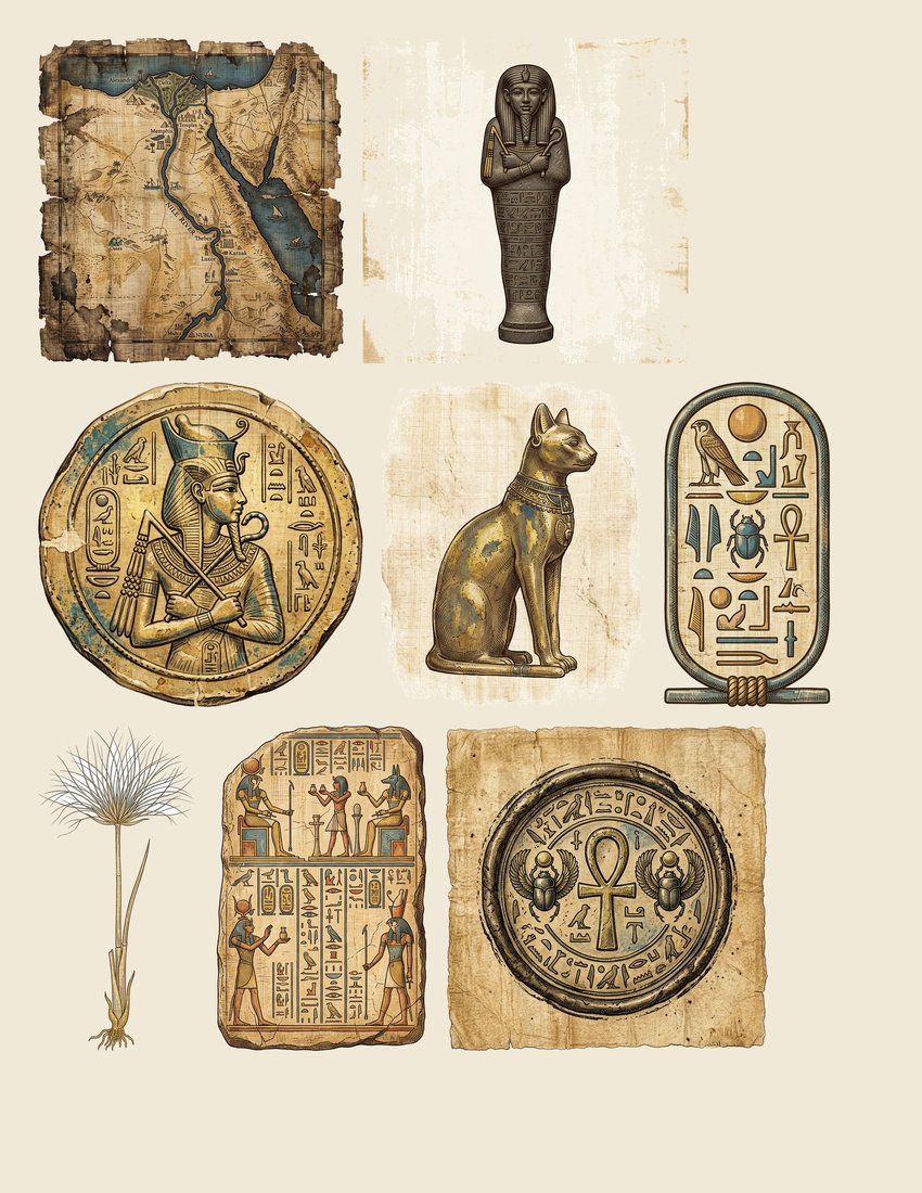 Egyptian Mysteries junk journal kit — sheet preview 4