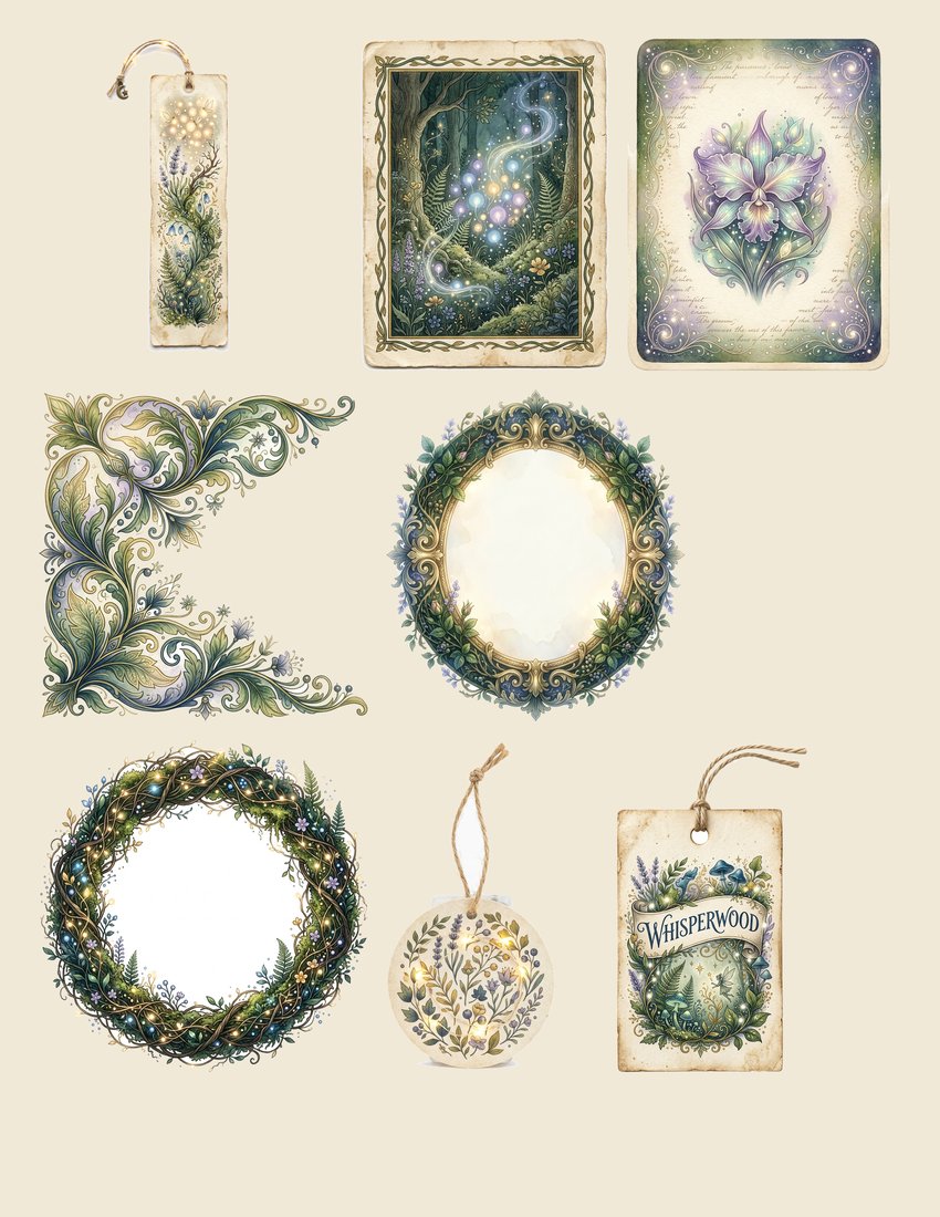 Enchanted Forest junk journal kit — sheet preview 1