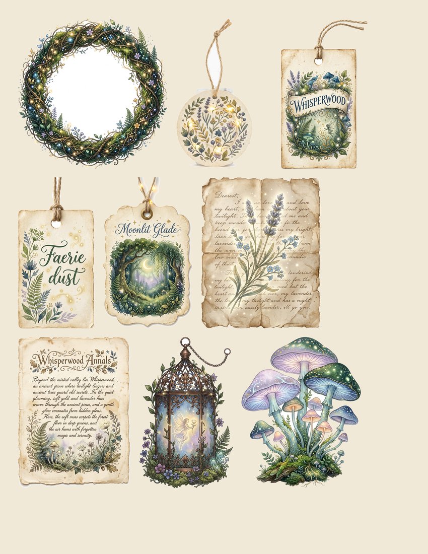 Enchanted Forest junk journal kit — sheet preview 2