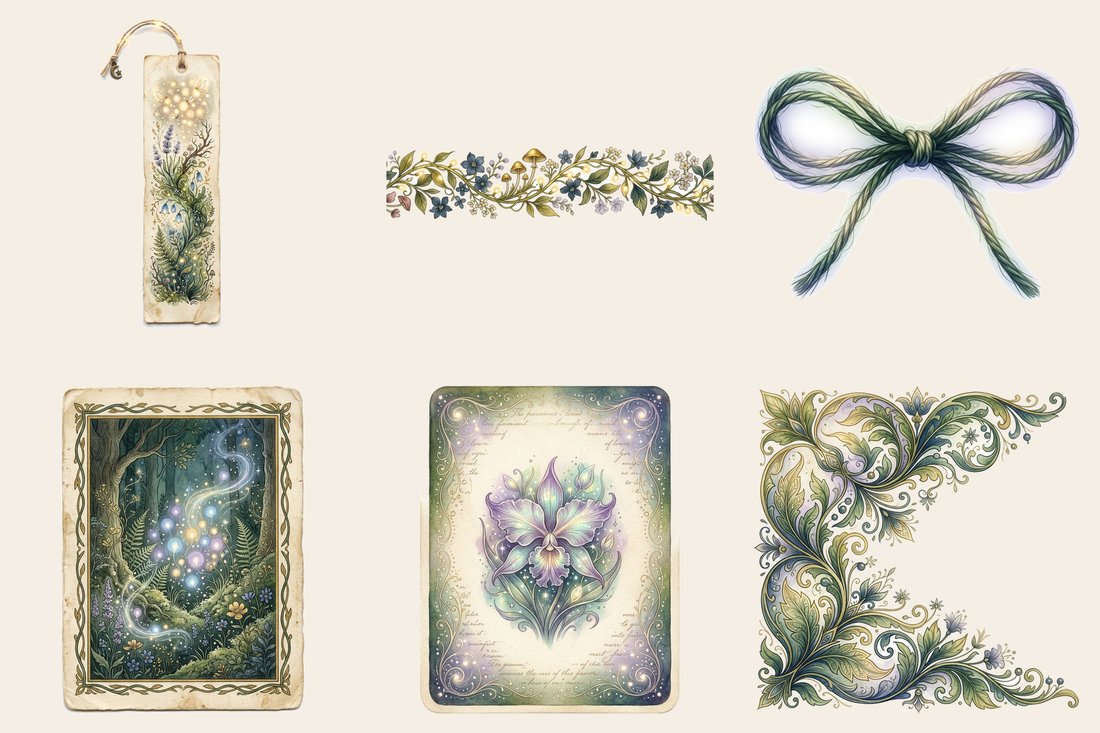 Enchanted Forest junk journal kit — element closeup 1