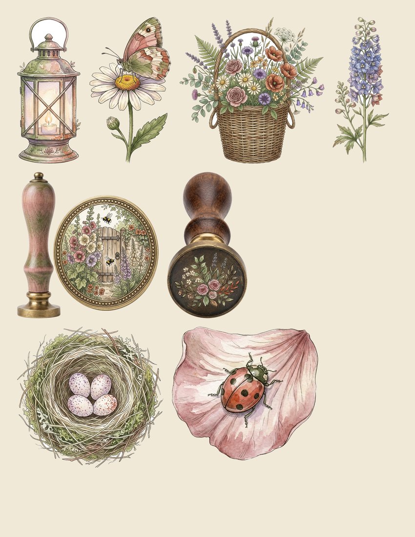 English Cottage Garden junk journal kit — sheet preview 4