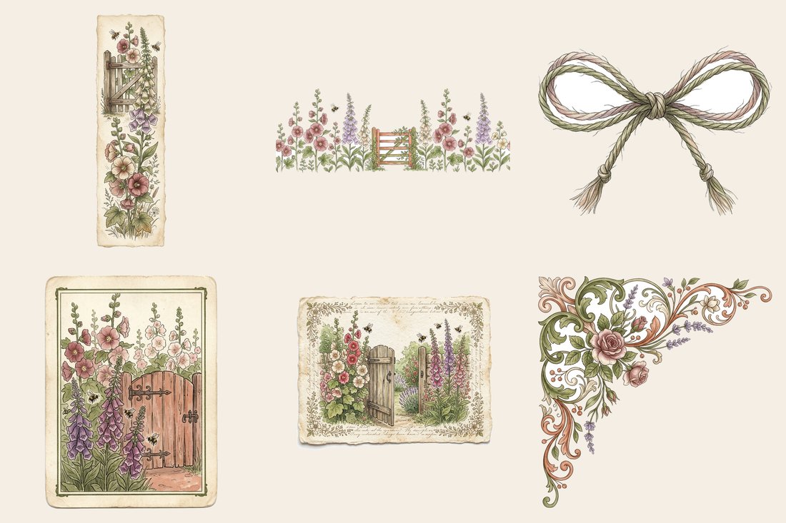 English Cottage Garden junk journal kit — element closeup 1
