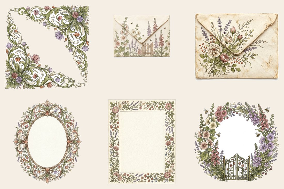 English Cottage Garden junk journal kit — element closeup 2