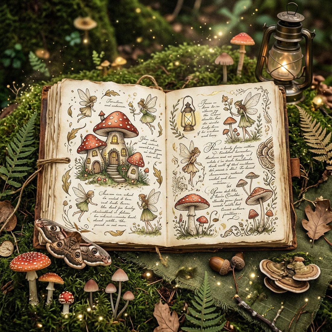 Fairy Toadstool Hollow Junk Journal Kit | Vintage Fairycore Mushroom Ephemera + Printable Sheets | Cottagecore | Digital Download