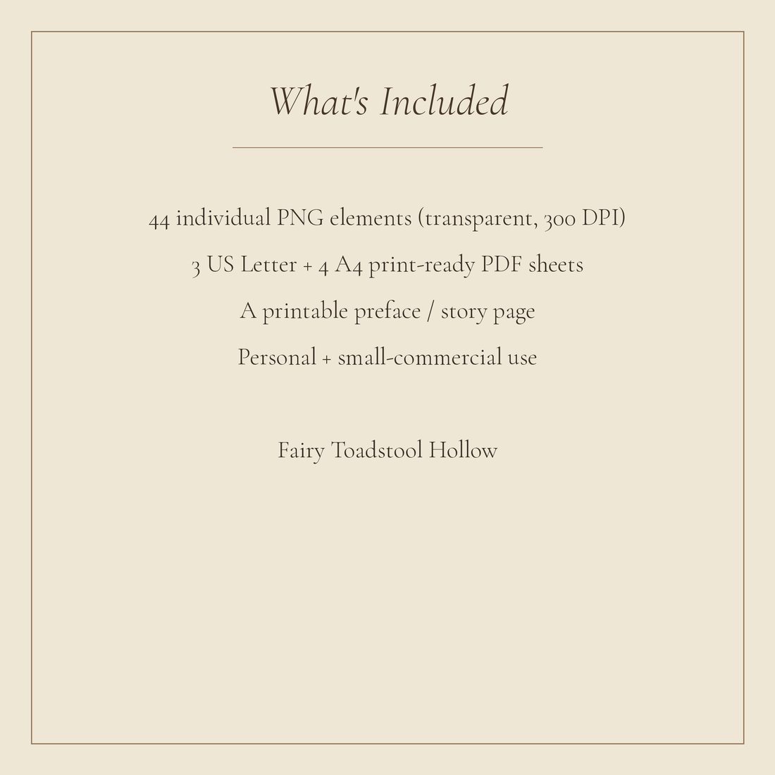 Fairy Toadstool Hollow junk journal kit — spec info