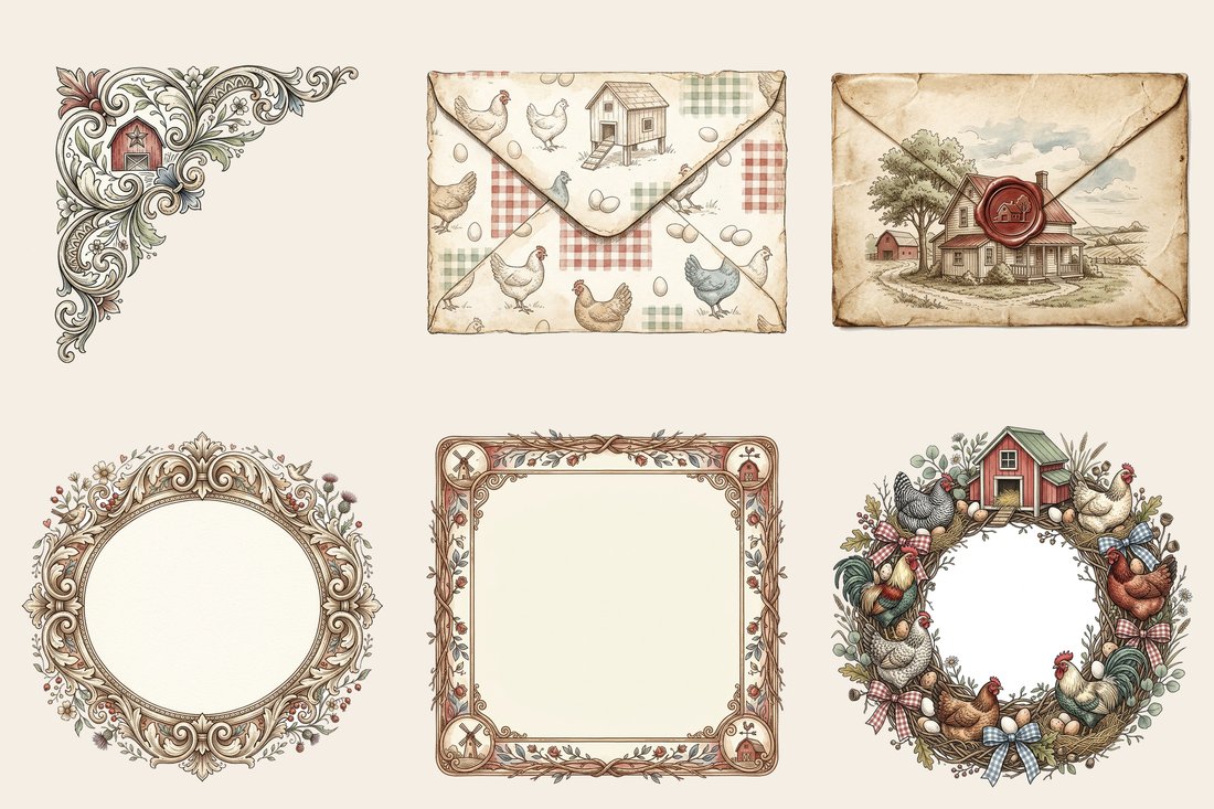 Farmhouse Hens junk journal kit — element closeup 2