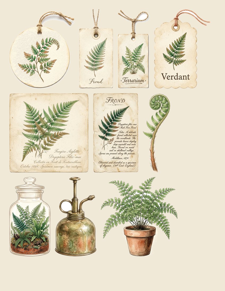 Fern Greenhouse junk journal kit — sheet preview 2