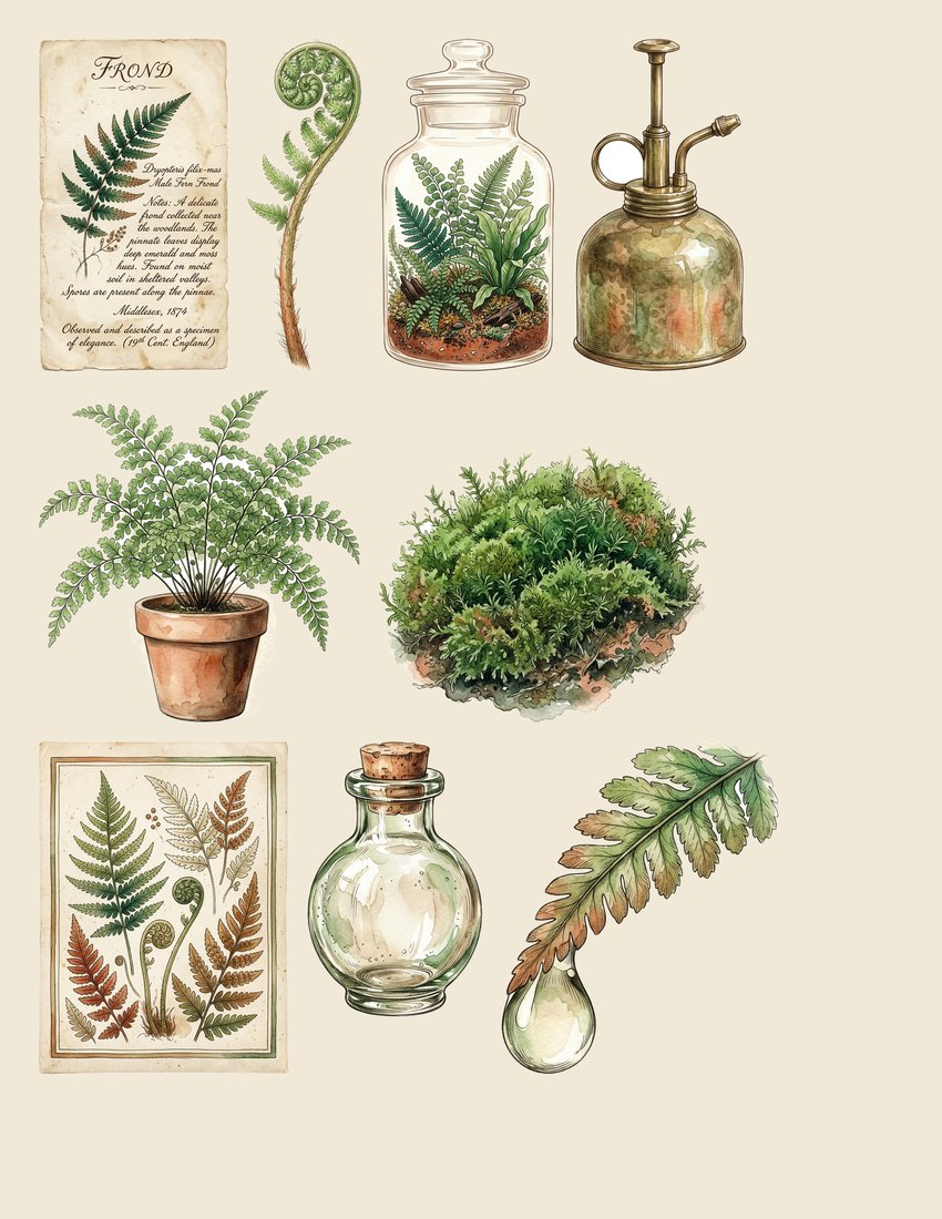 Fern Greenhouse junk journal kit — sheet preview 3