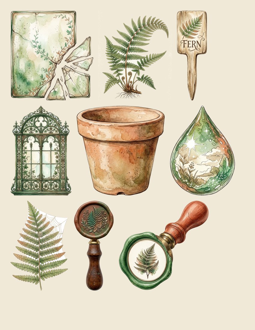 Fern Greenhouse junk journal kit — sheet preview 4