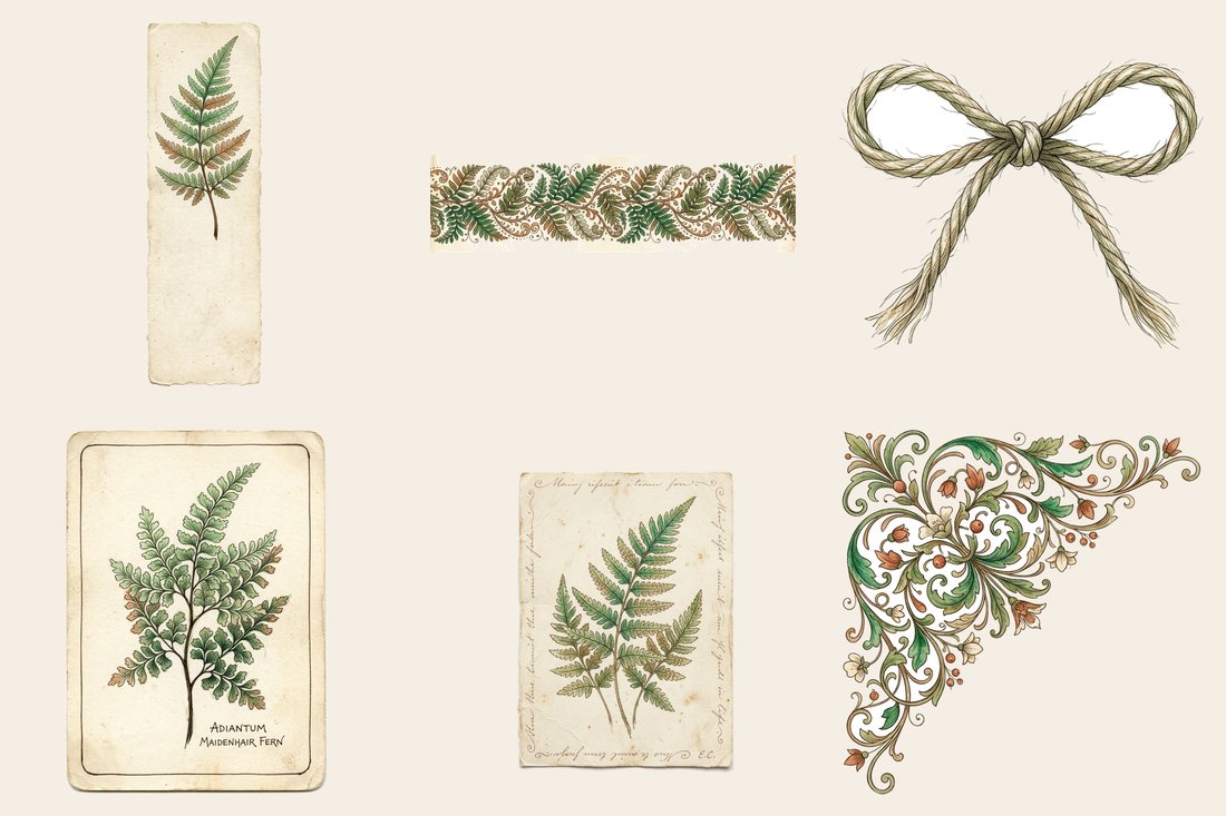 Fern Greenhouse junk journal kit — element closeup 1