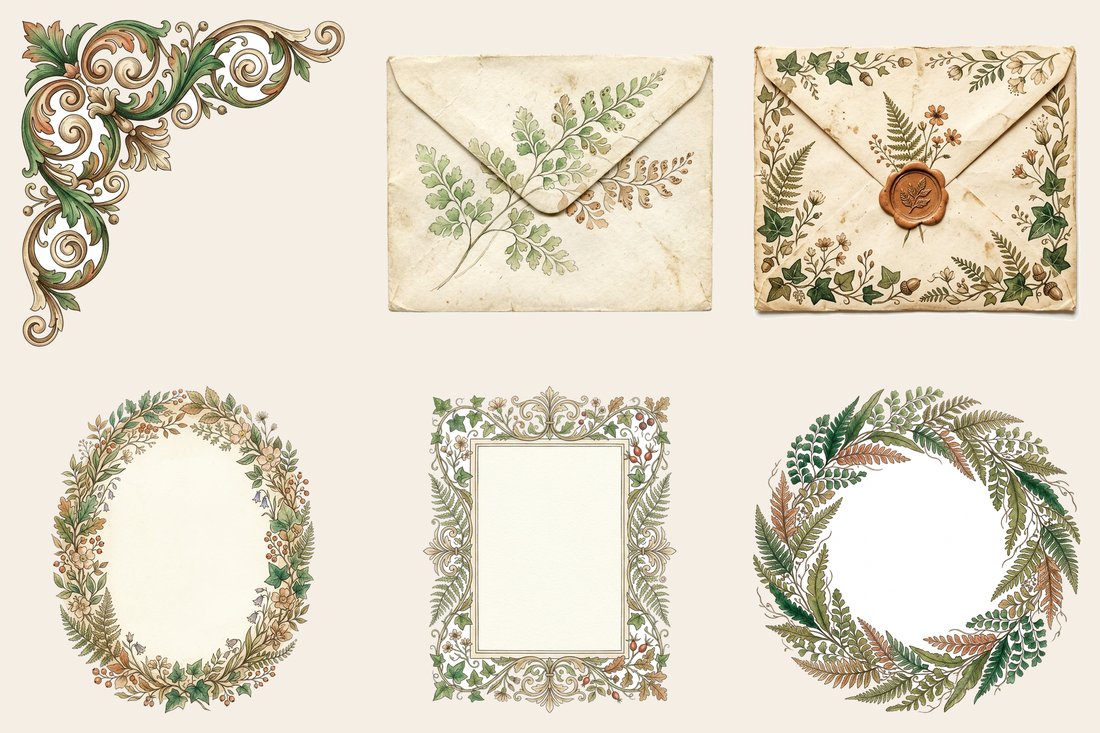 Fern Greenhouse junk journal kit — element closeup 2