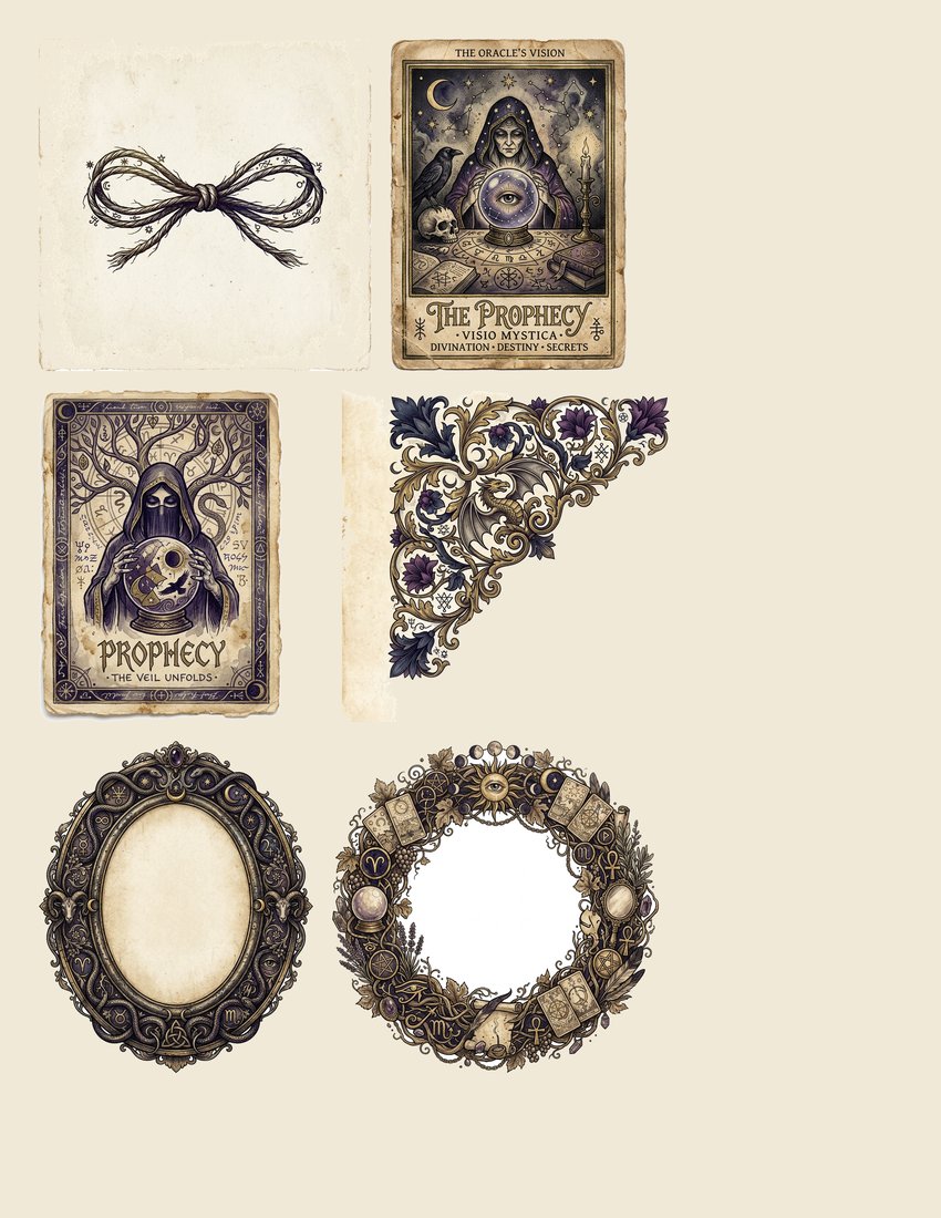 Fortune Teller Parlor junk journal kit — sheet preview 1