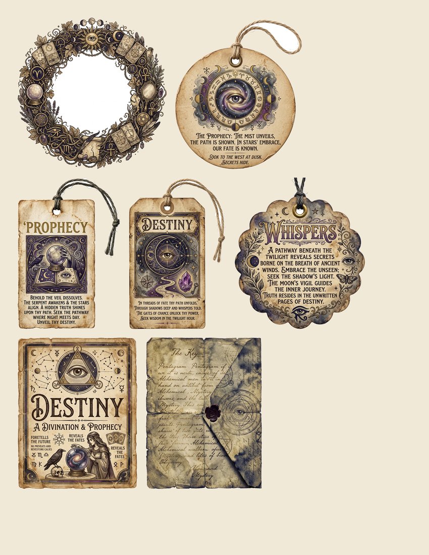 Fortune Teller Parlor junk journal kit — sheet preview 2