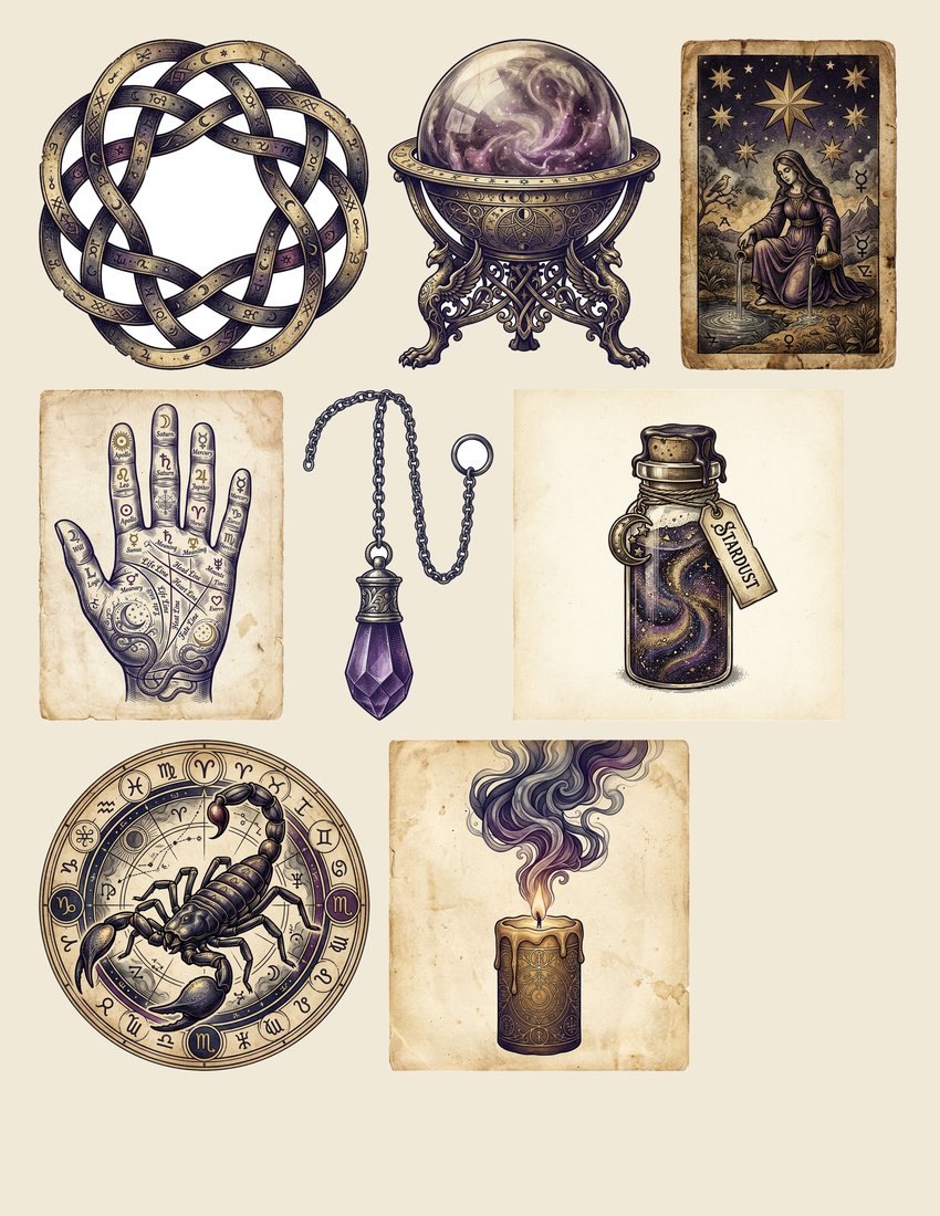 Fortune Teller Parlor junk journal kit — sheet preview 3