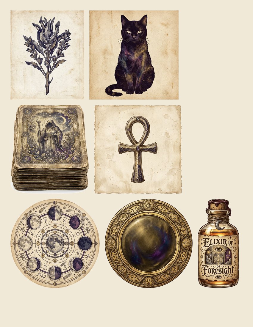 Fortune Teller Parlor junk journal kit — sheet preview 4