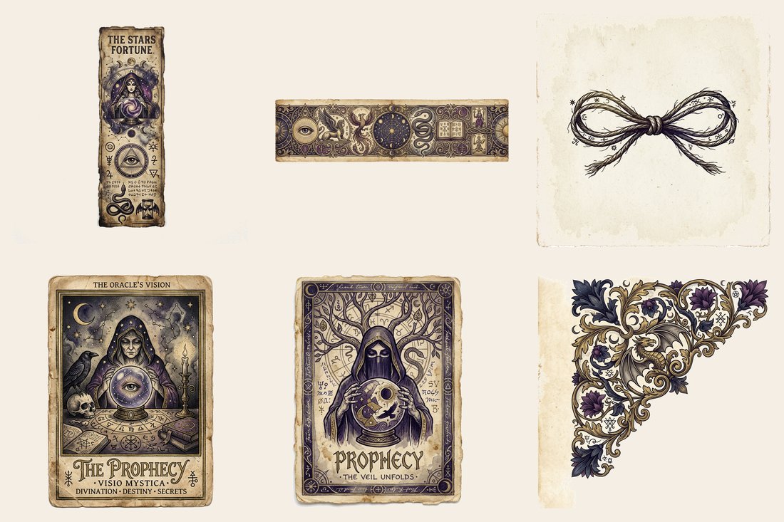 Fortune Teller Parlor junk journal kit — element closeup 1