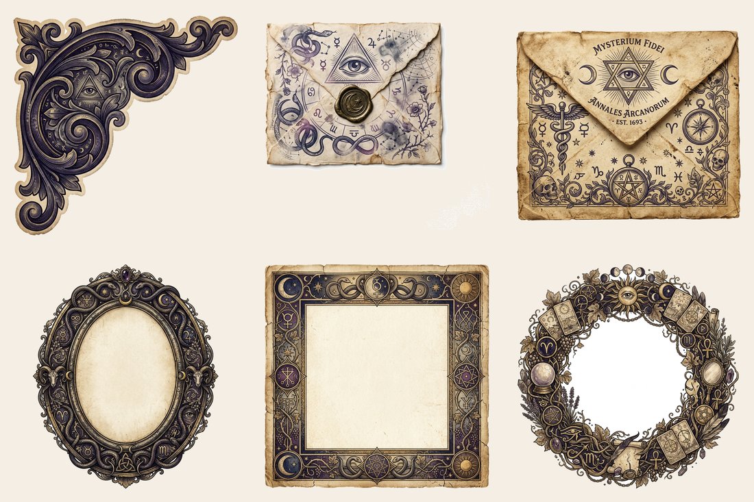 Fortune Teller Parlor junk journal kit — element closeup 2