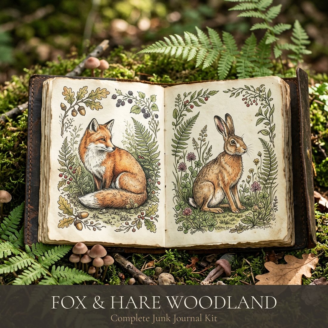 Fox & Hare Woodland Junk Journal Kit | Digital Download