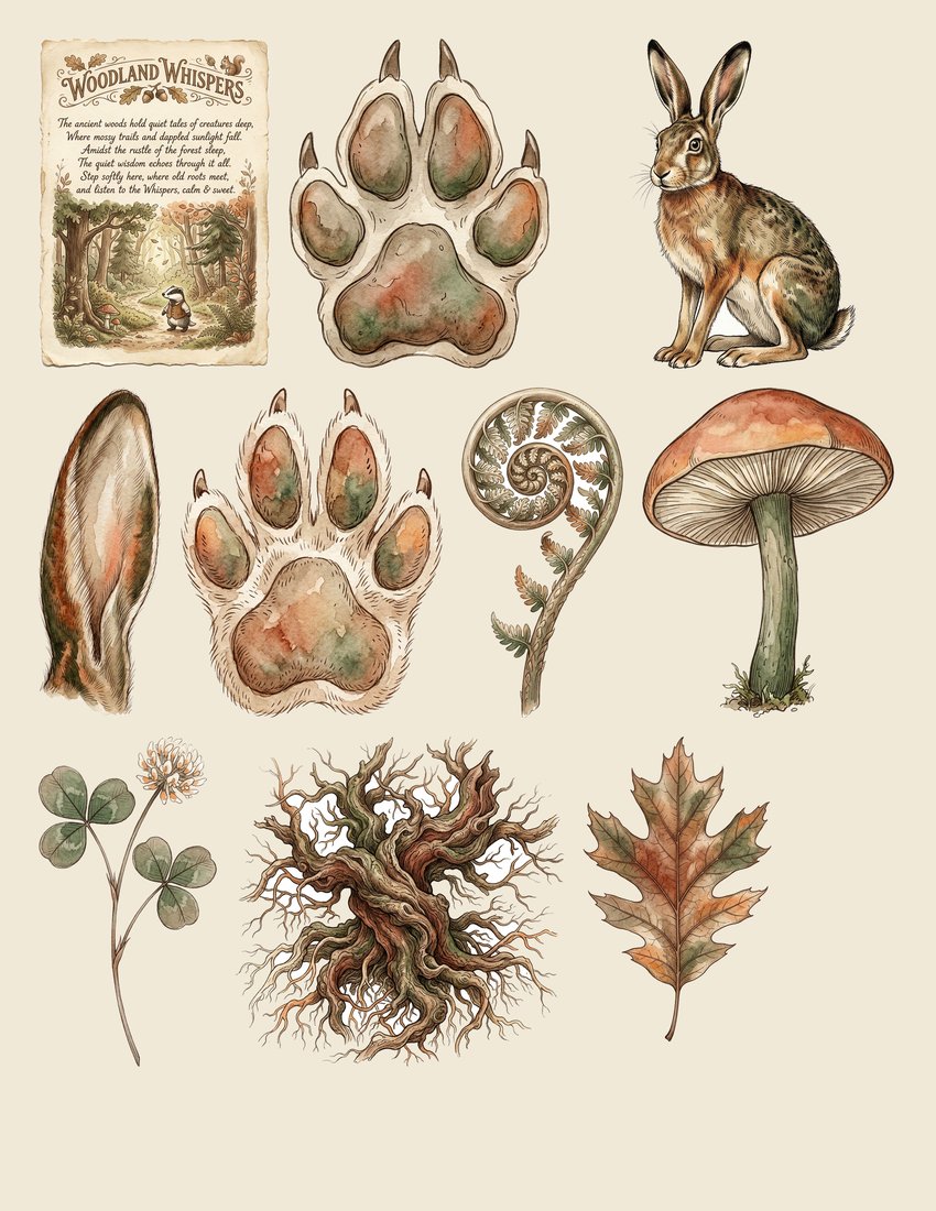 Fox And Hare junk journal kit — sheet preview 3