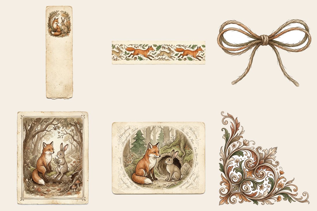 Fox And Hare junk journal kit — element closeup 1