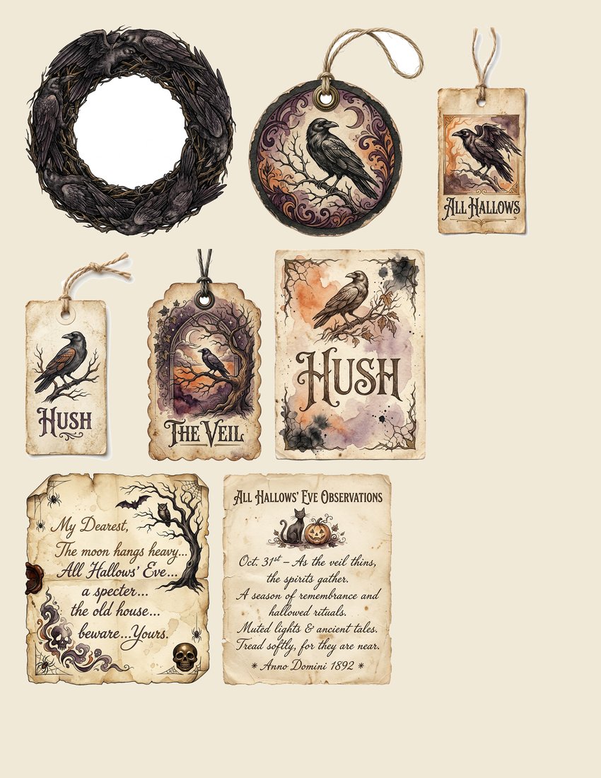 Gothic Hallows junk journal kit — sheet preview 2