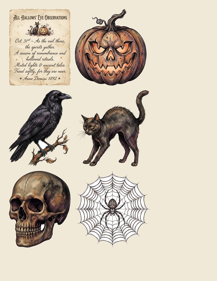 Gothic Hallows junk journal kit — sheet preview 3