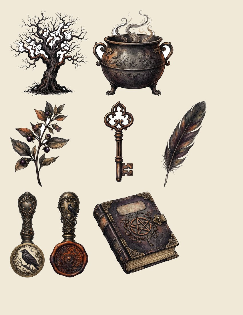 Gothic Hallows junk journal kit — sheet preview 4