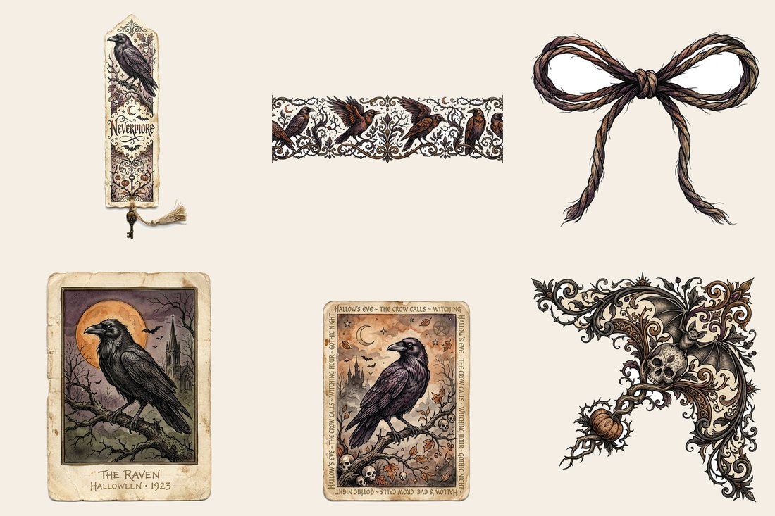 Gothic Hallows junk journal kit — element closeup 1