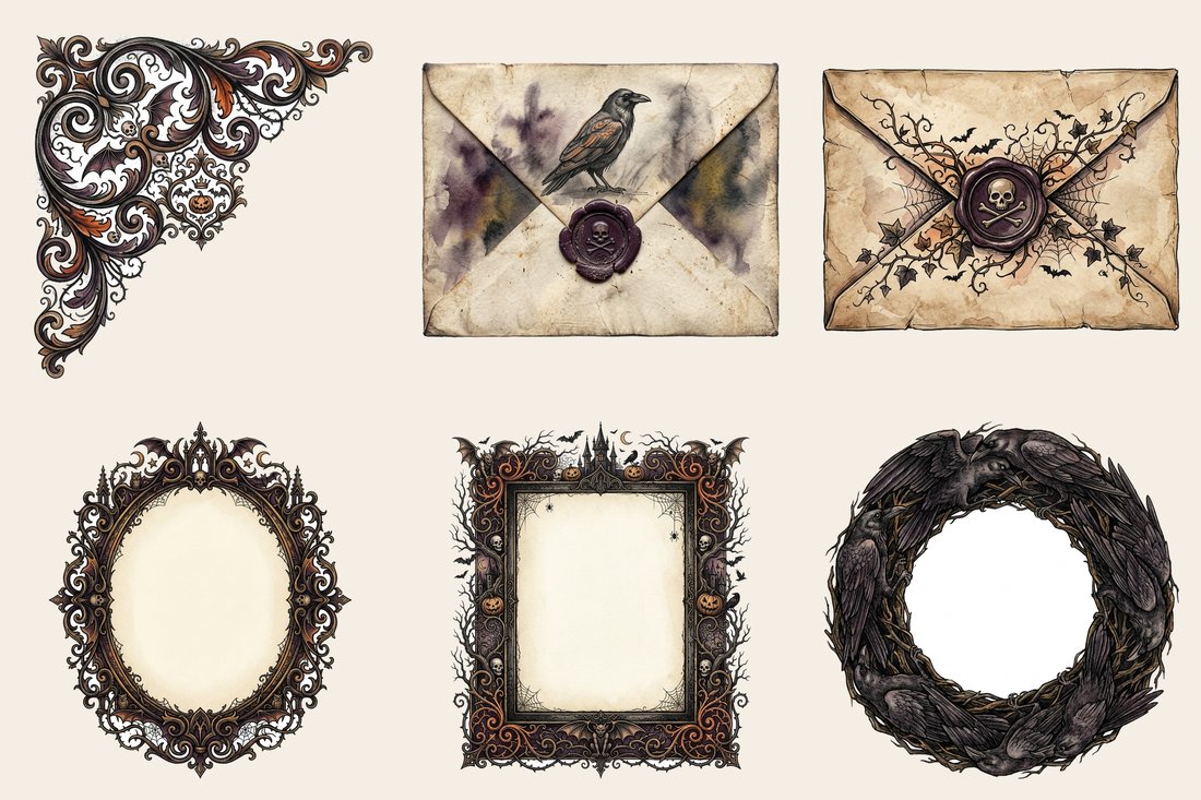 Gothic Hallows junk journal kit — element closeup 2