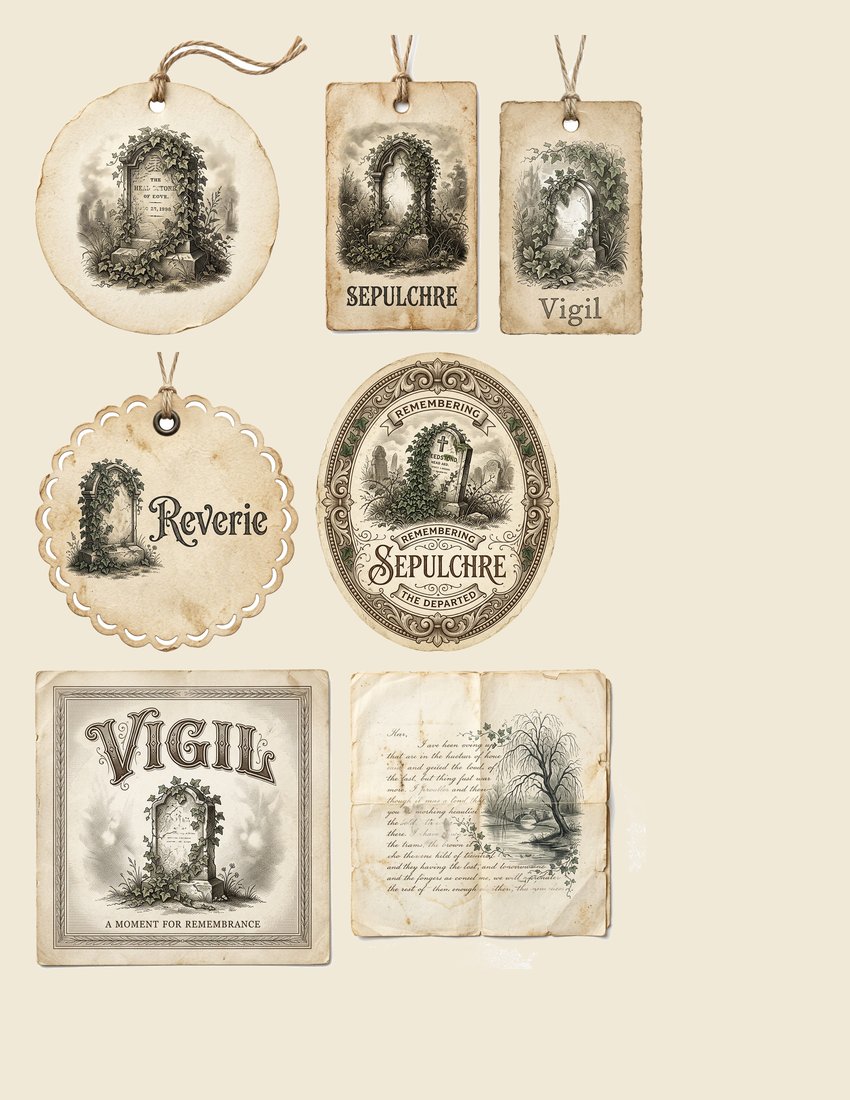 Graveyard Gothic junk journal kit — sheet preview 2