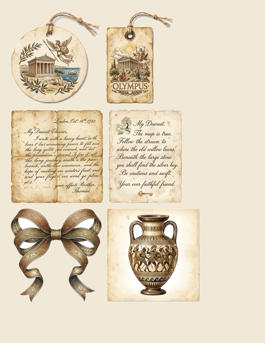 Greek Mythology junk journal kit — sheet preview 2