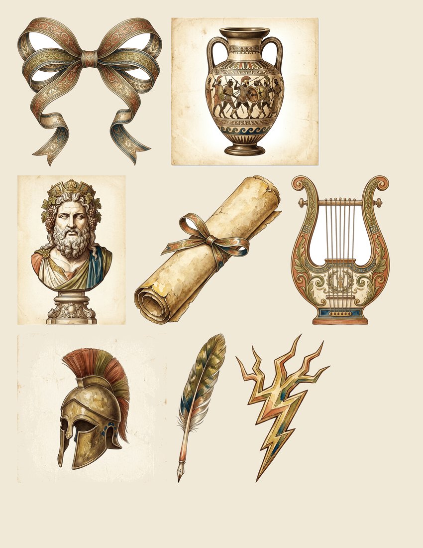Greek Mythology junk journal kit — sheet preview 3