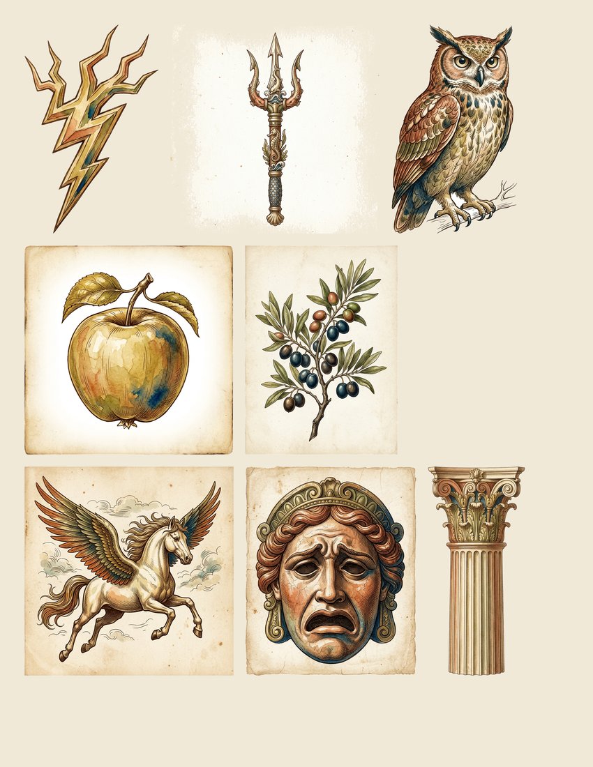 Greek Mythology junk journal kit — sheet preview 4