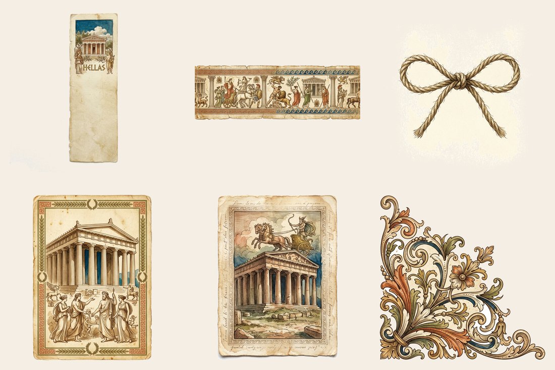 Greek Mythology junk journal kit — element closeup 1