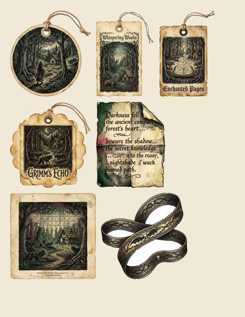 Grimms Fairytales junk journal kit — sheet preview 2