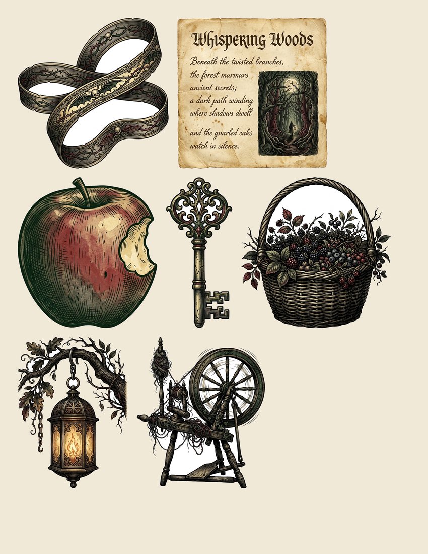 Grimms Fairytales junk journal kit — sheet preview 3