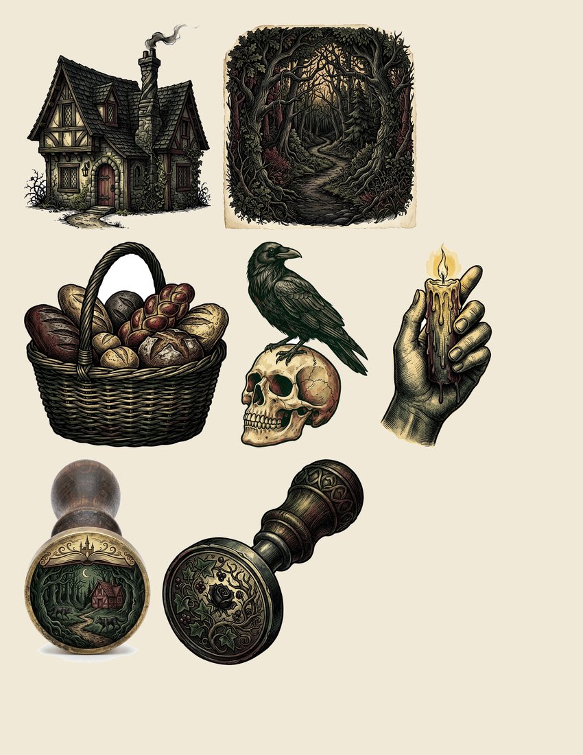 Grimms Fairytales junk journal kit — sheet preview 4