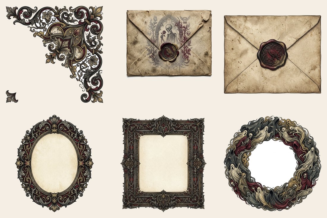Haunted Manor junk journal kit — element closeup 2