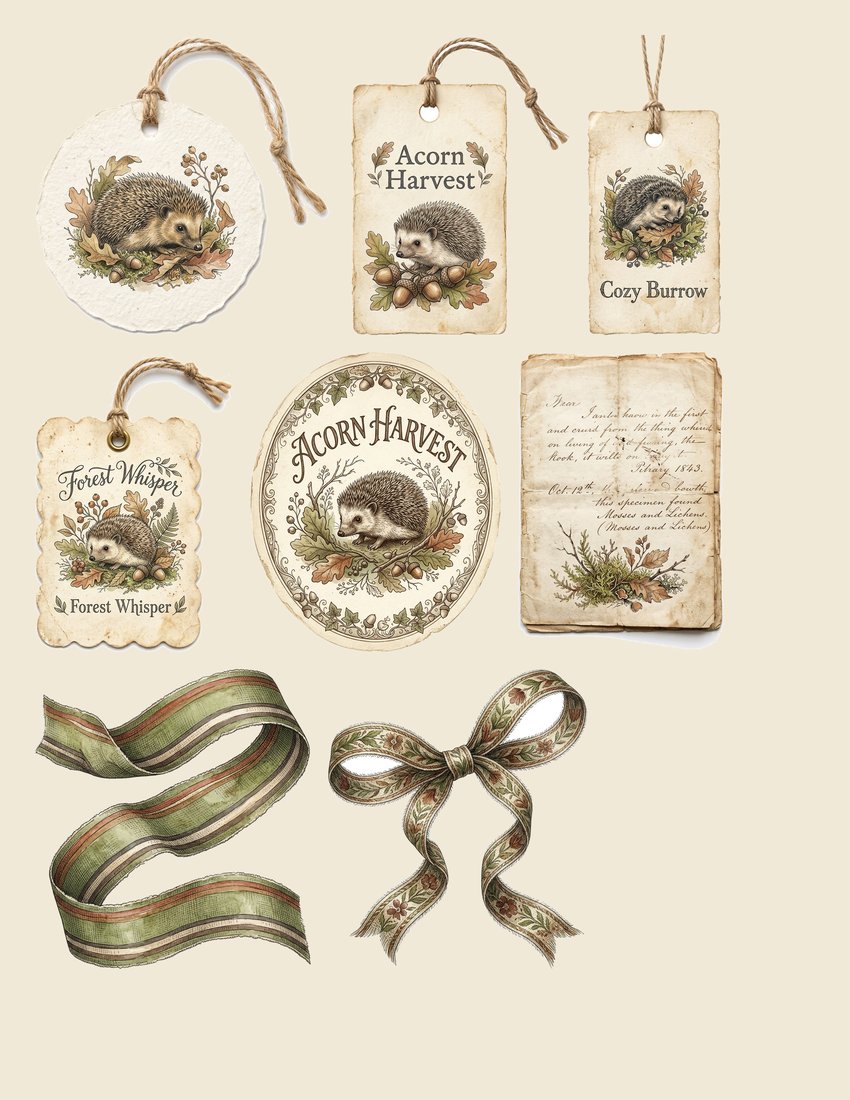 Hedgehog Hollow junk journal kit — sheet preview 2