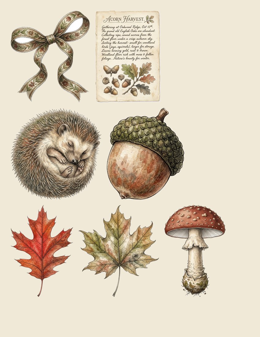 Hedgehog Hollow junk journal kit — sheet preview 3