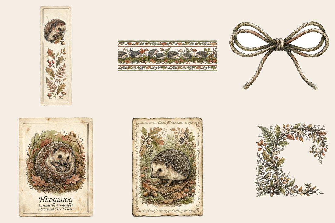 Hedgehog Hollow junk journal kit — element closeup 1