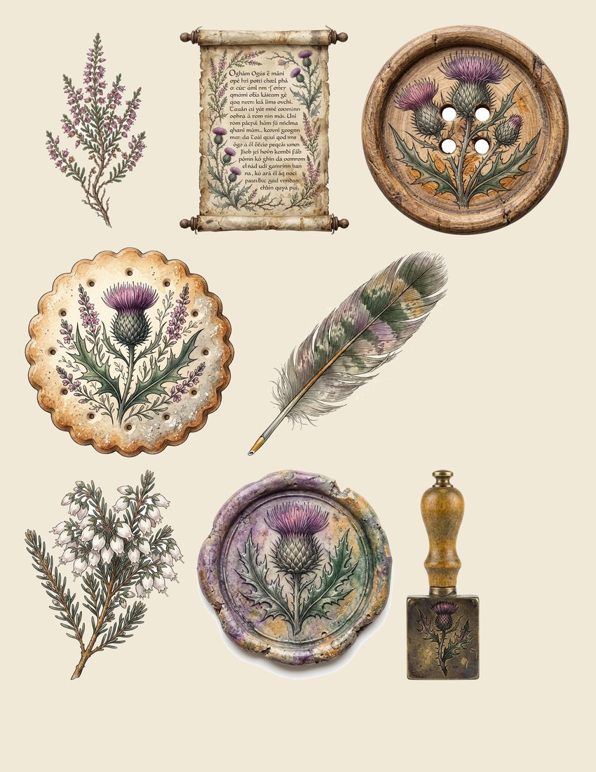 Highland Thistle junk journal kit — sheet preview 4