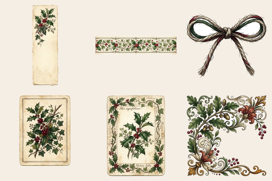 Holly And Ivy junk journal kit — element closeup 1